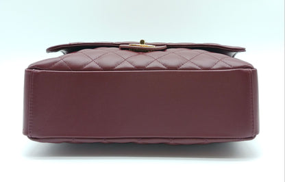 Genuine Leather Quilted Handbag (X-Large) Burgundy – Made In Italy
