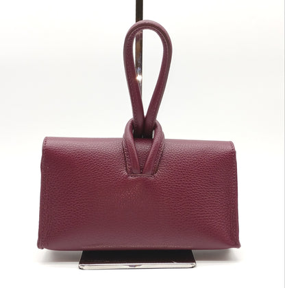 Genuine Pebble Leather Crossbody Handbag - Burgundy – Made In Italy