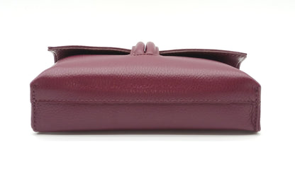 Genuine Pebble Leather Crossbody Handbag - Burgundy – Made In Italy