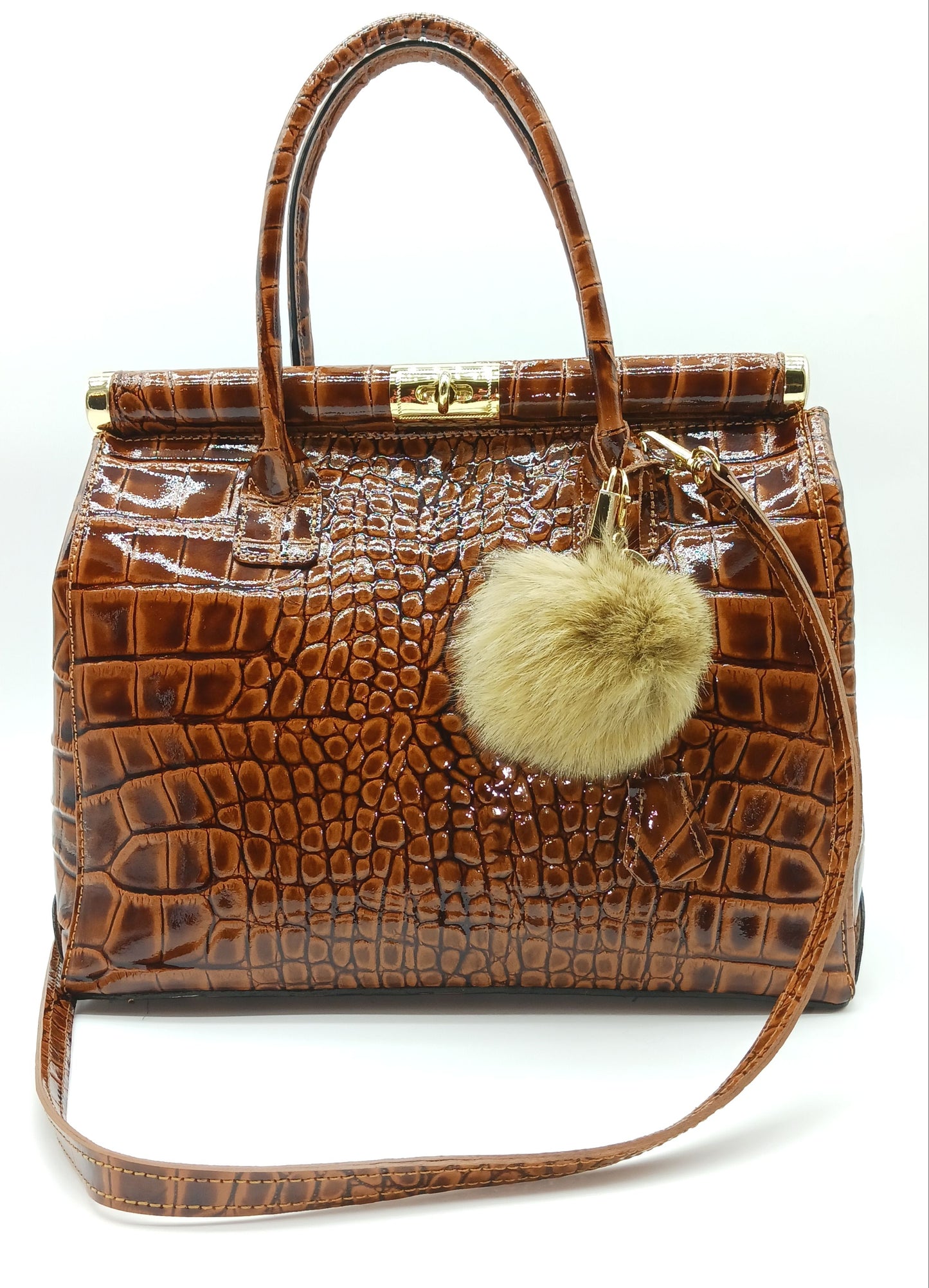 Genuine Fox Fur Round Pom Keychain Bag Charm