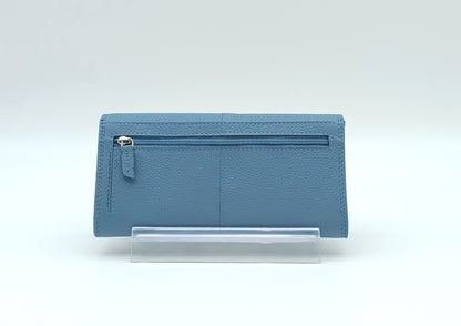 Italian Genuine Pebble Leather Wallet - Cerulean Blue