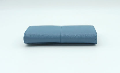 Italian Genuine Pebble Leather Wallet - Cerulean Blue