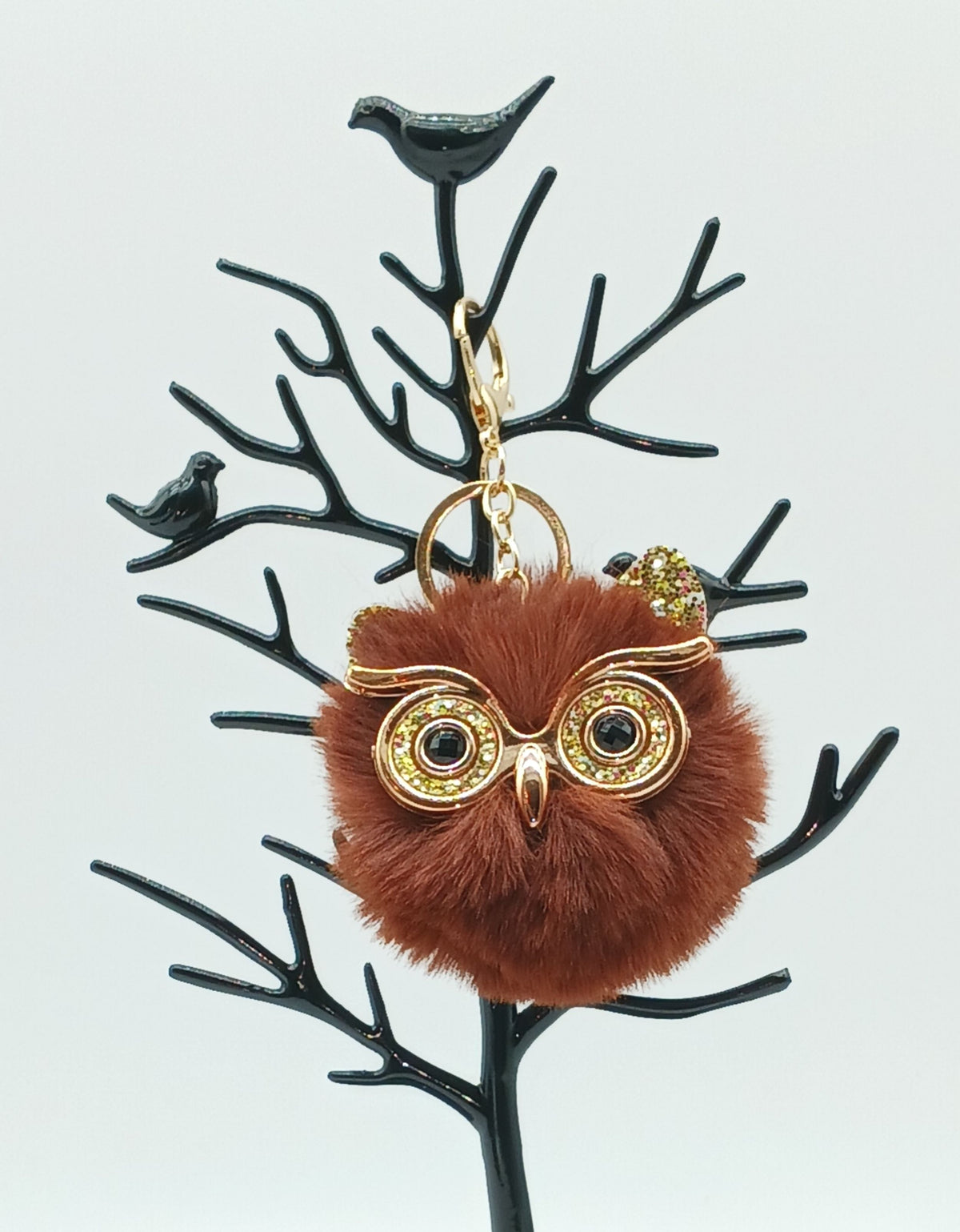 Plush Alloy Owl Keychain Bag Charm – Warm Colors