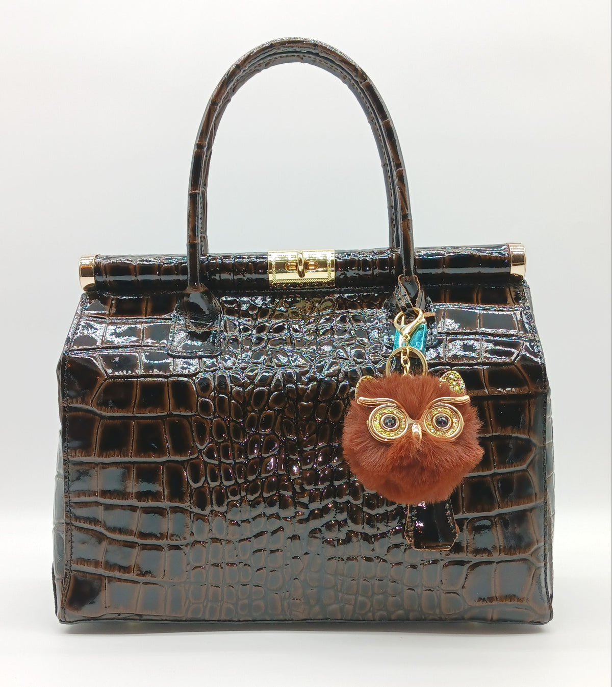 Plush Alloy Owl Keychain Bag Charm – Warm Colors
