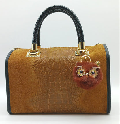 Plush Alloy Owl Keychain Bag Charm – Warm Colors