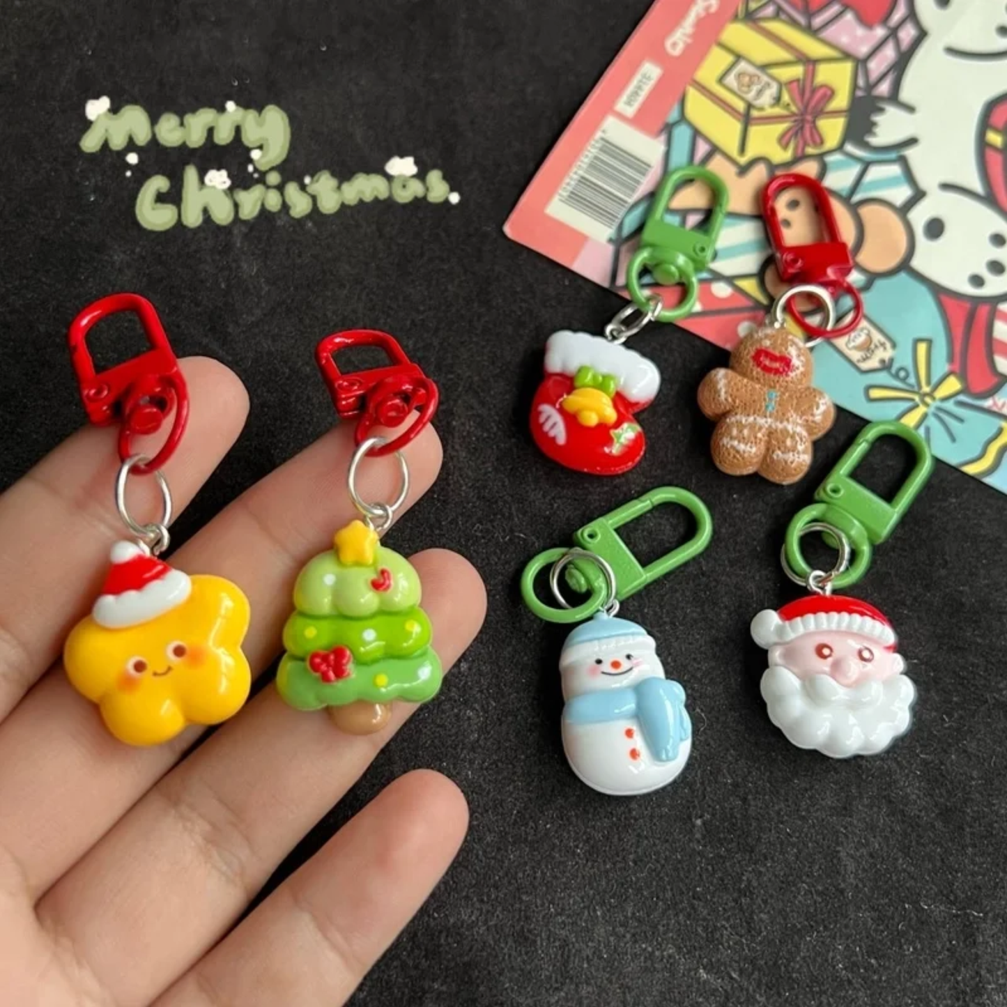 Resin Christmas Themed Keychain Bag Charm
