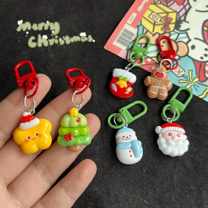 Resin Christmas Themed Keychain Bag Charm