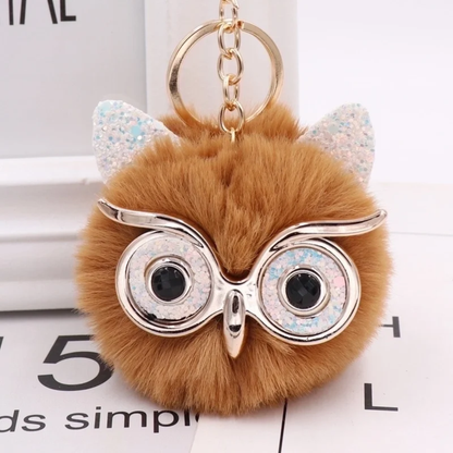 Plush Alloy Owl Keychain Bag Charm – Warm Colors