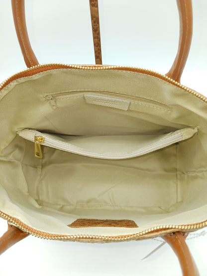 Green Genuine Leather Floral Embossed Handbag Satchel – Made In Italy