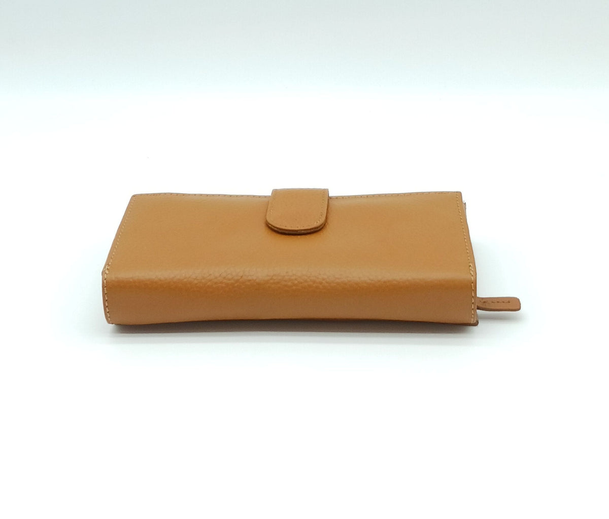 Italian Genuine Pebble Leather Wallet - Cognac Brown