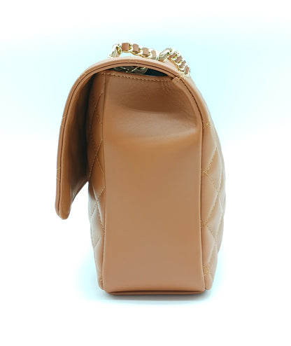 Genuine Leather Quilted Handbag (X-Large) Cognac Brown – Made In Italy