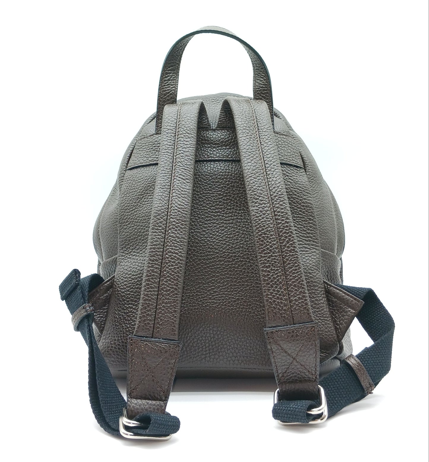 Dark Brown Genuine Pebble Leather Backpack – Made In Italy