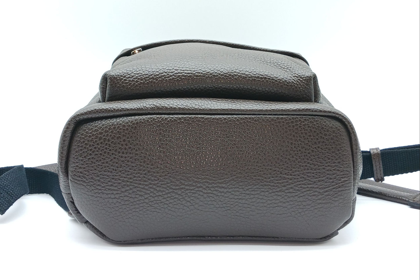 Dark Brown Genuine Pebble Leather Backpack – Made In Italy