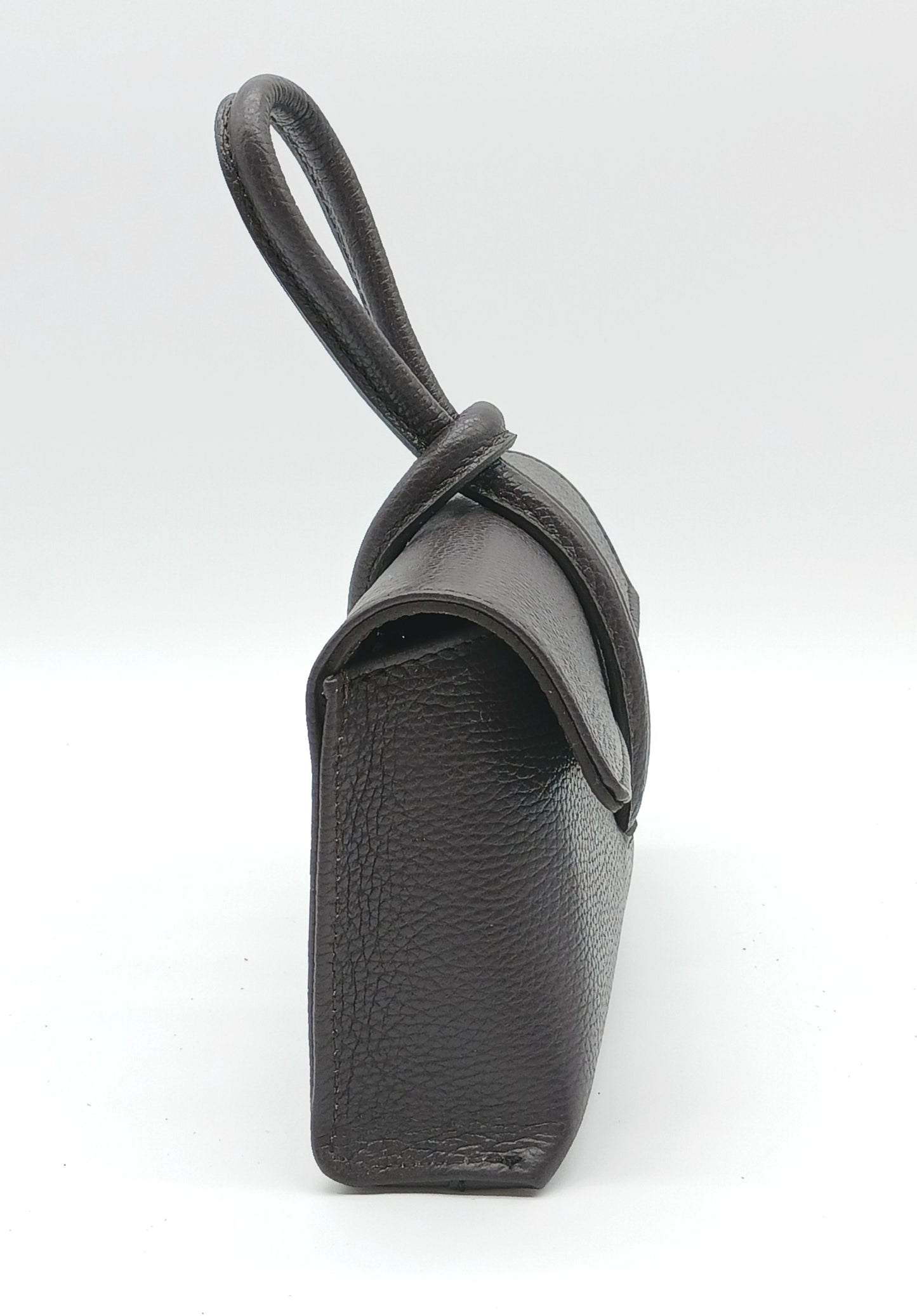 Genuine Pebble Leather Crossbody Handbag - Dark Brown – Made In Italy