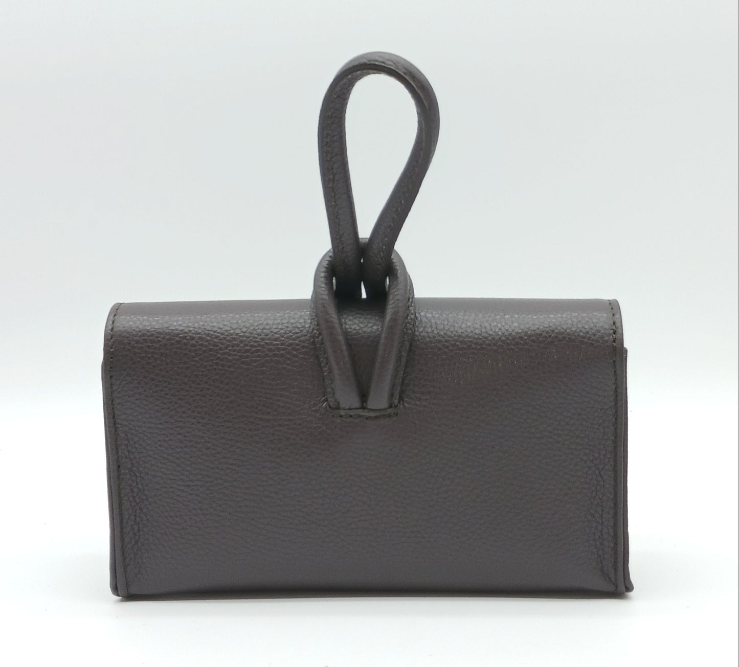 Genuine Pebble Leather Crossbody Handbag - Dark Brown – Made In Italy