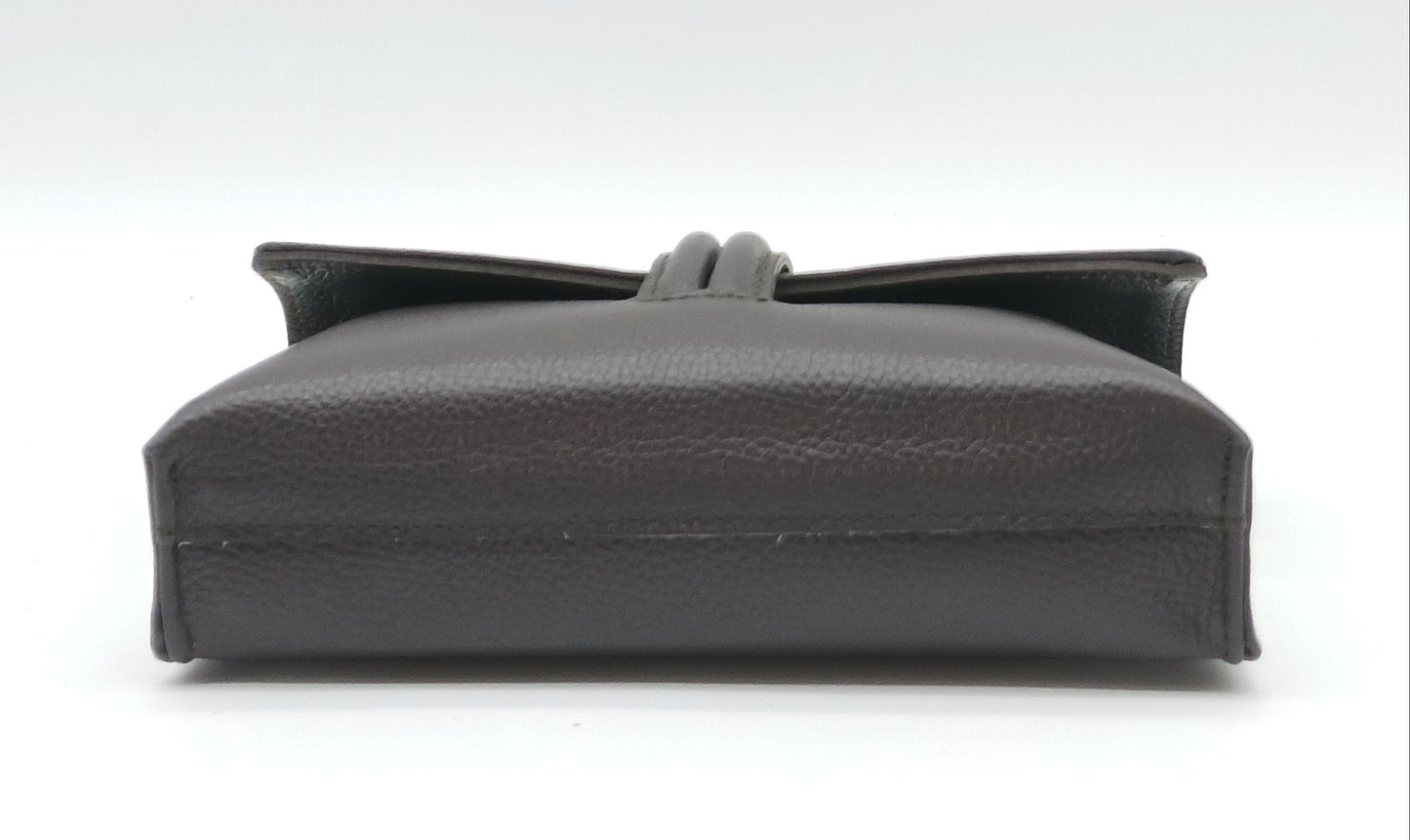 Genuine Pebble Leather Crossbody Handbag - Dark Brown – Made In Italy