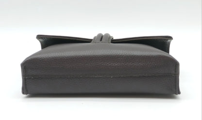 Genuine Pebble Leather Crossbody Handbag - Dark Brown – Made In Italy