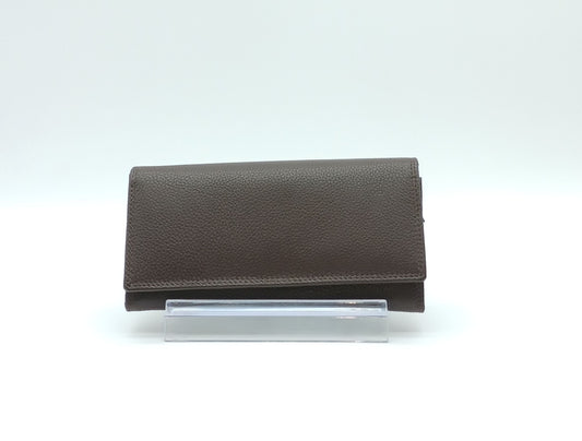Italian Genuine Pebble Leather Wallet - Dark Brown