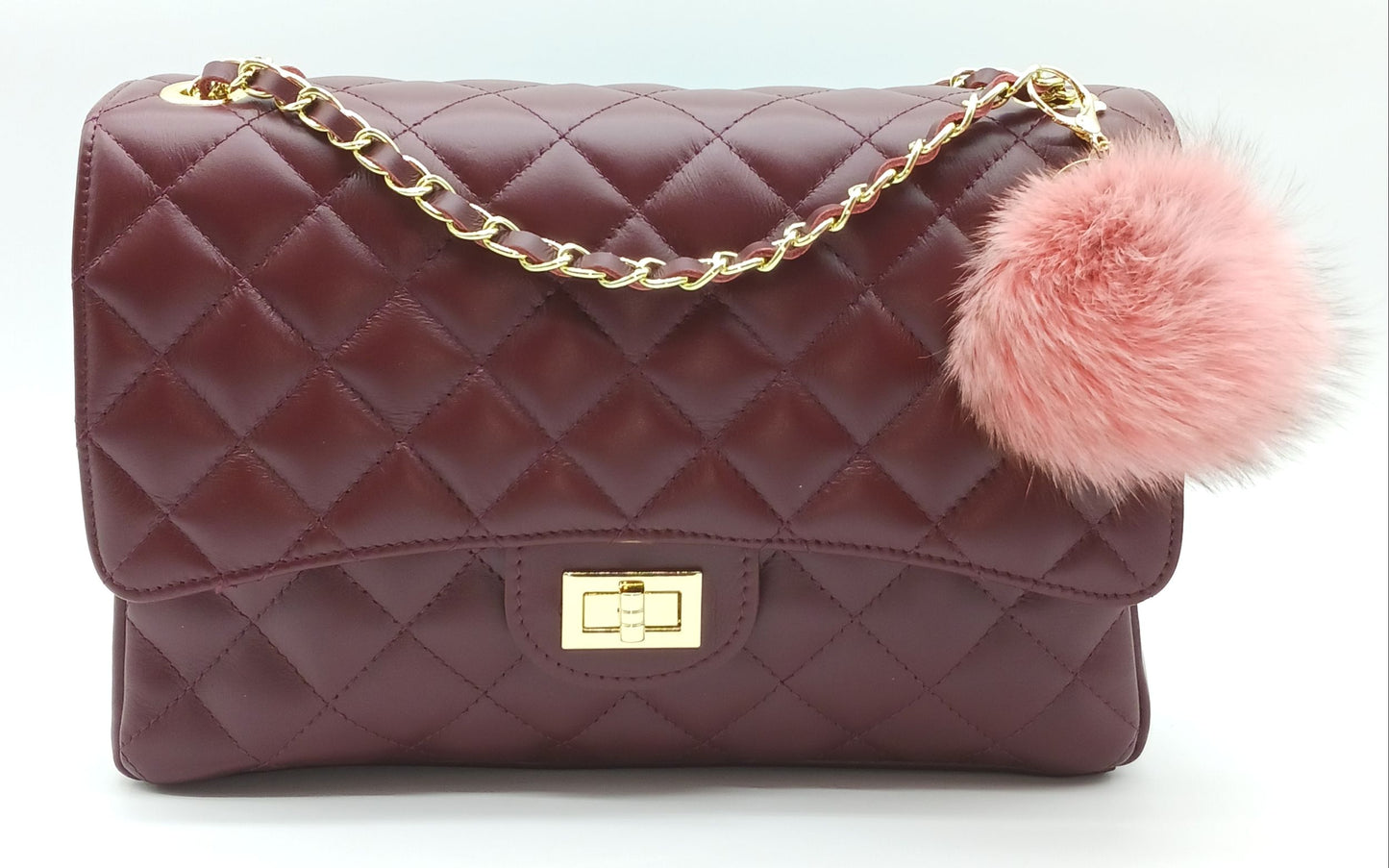 Genuine Fox Fur Round Pom Keychain Bag Charm