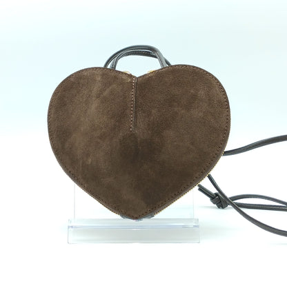 Dark Brown Genuine Suede Heart Crossbody Handbag – Made In Italy