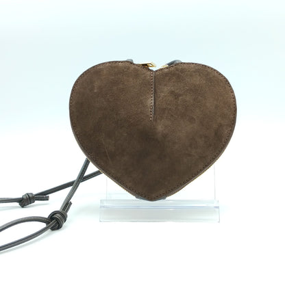 Dark Brown Genuine Suede Heart Crossbody Handbag – Made In Italy