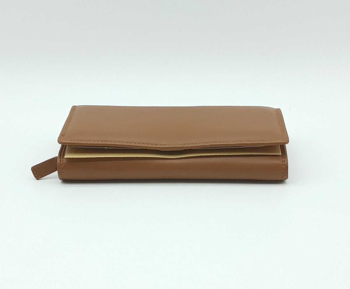 Italian Genuine Soft Leather Wallet - Dark Tan