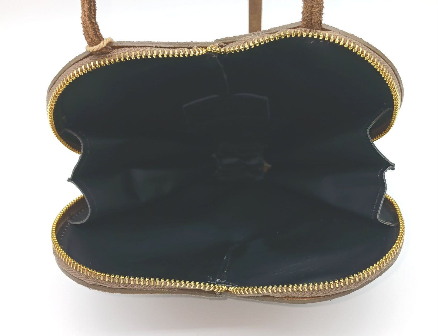 Dark Taupe Genuine Suede Heart Crossbody Handbag – Made In Italy