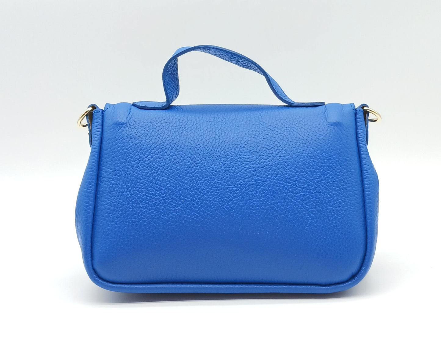 Electric Blue Genuine Pebble Leather Crossbody Handbag – Made In Italy