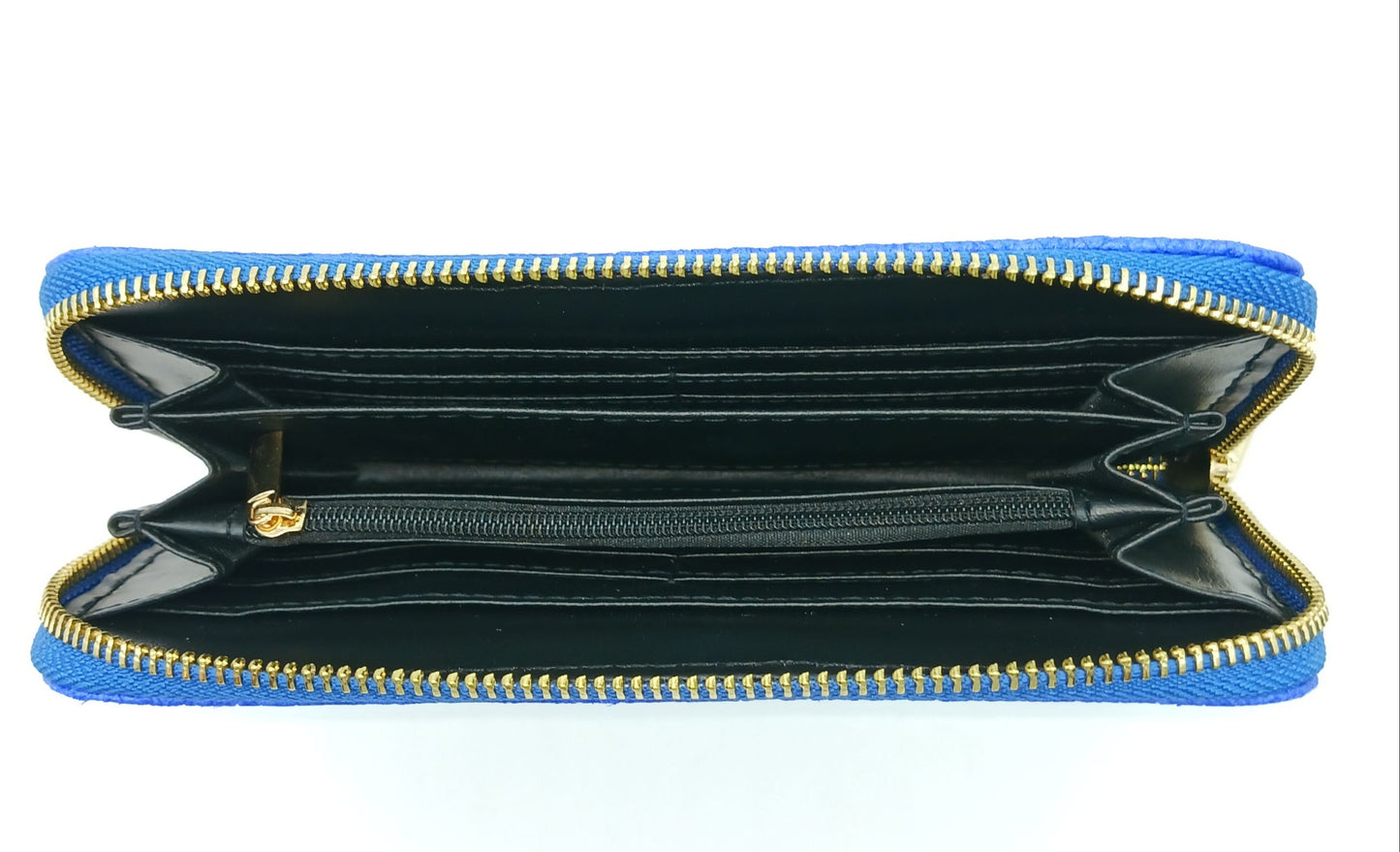 Genuine Snake Embossed Leather Zip Wallet – Made In Italy - Electric Blue