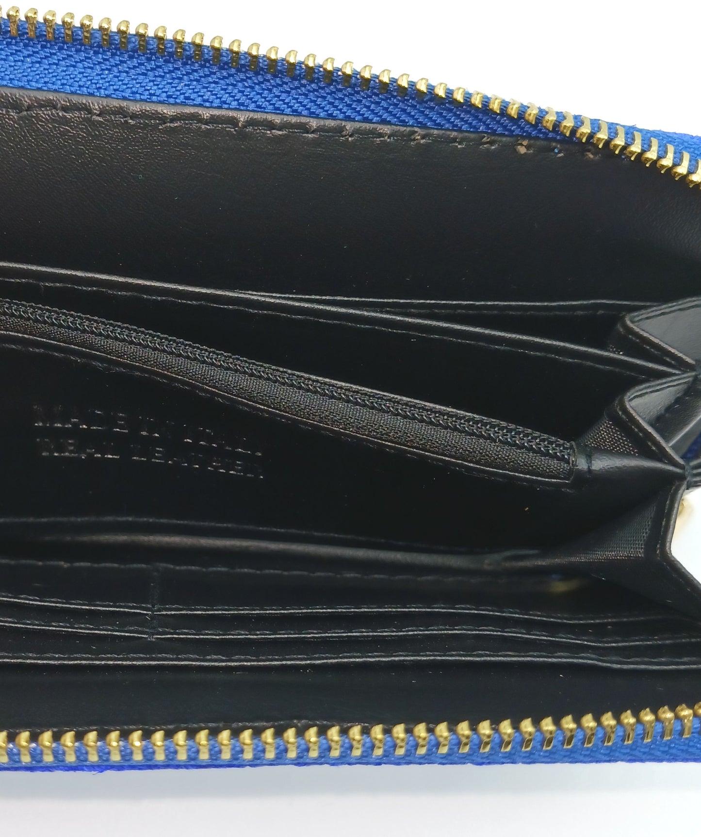 Genuine Snake Embossed Leather Zip Wallet – Made In Italy - Electric Blue