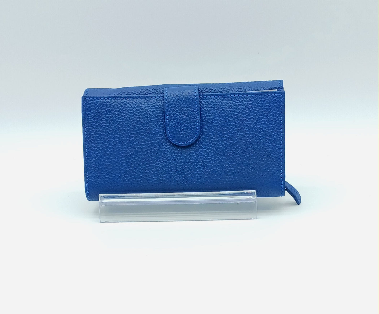 Italian Genuine Pebble Leather Wallet - Electric Blue