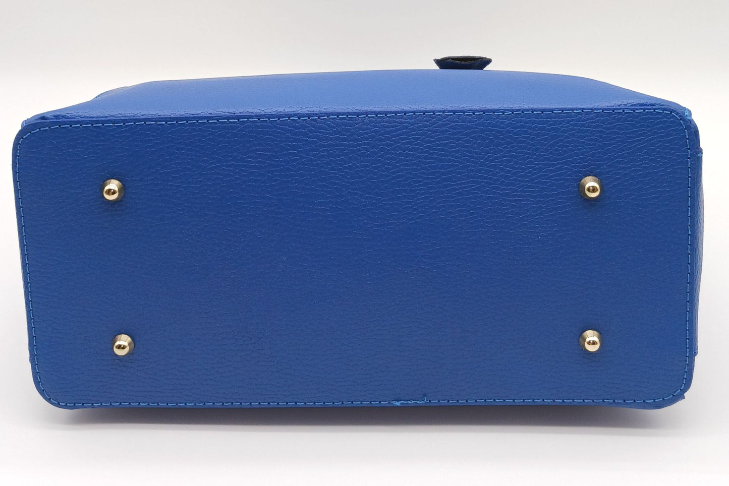 Lock & Key Genuine Pebble Leather Satchel Handbag - Electric Blue – Made In Italy