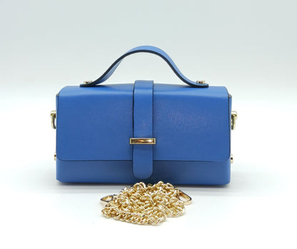 Electric Blue Genuine Leather Small Crossbody Handbag – Made In Italy