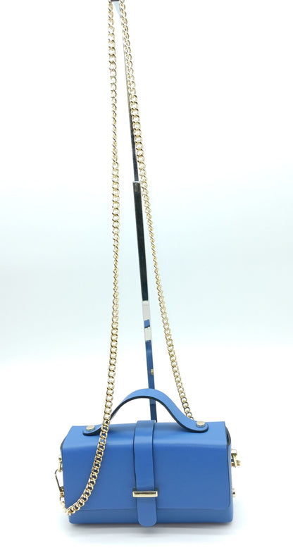 Electric Blue Genuine Leather Small Crossbody Handbag – Made In Italy