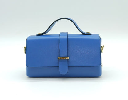 Electric Blue Genuine Leather Small Crossbody Handbag – Made In Italy