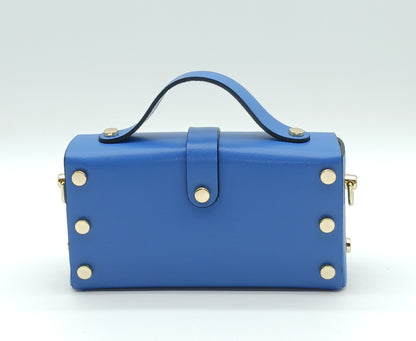 Electric Blue Genuine Leather Small Crossbody Handbag – Made In Italy