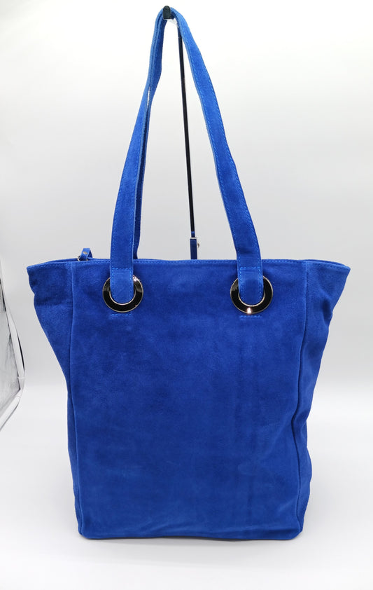 Genuine Suede XL Shoulder Bag Tote - Electric Blue – Made In Italy - DumasvilleBoutique