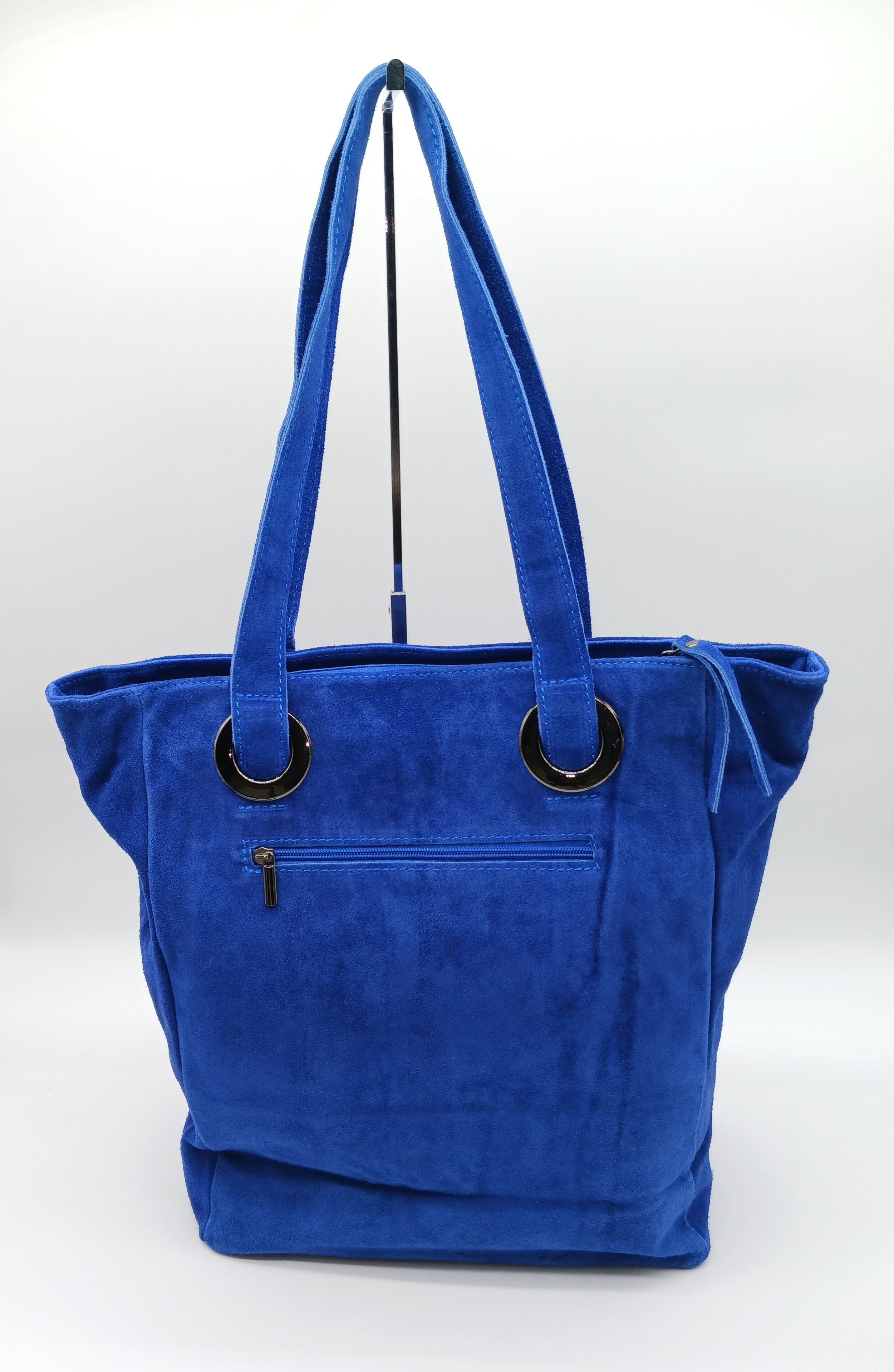 Genuine Suede XL Shoulder Bag Tote - Electric Blue – Made In Italy - DumasvilleBoutique