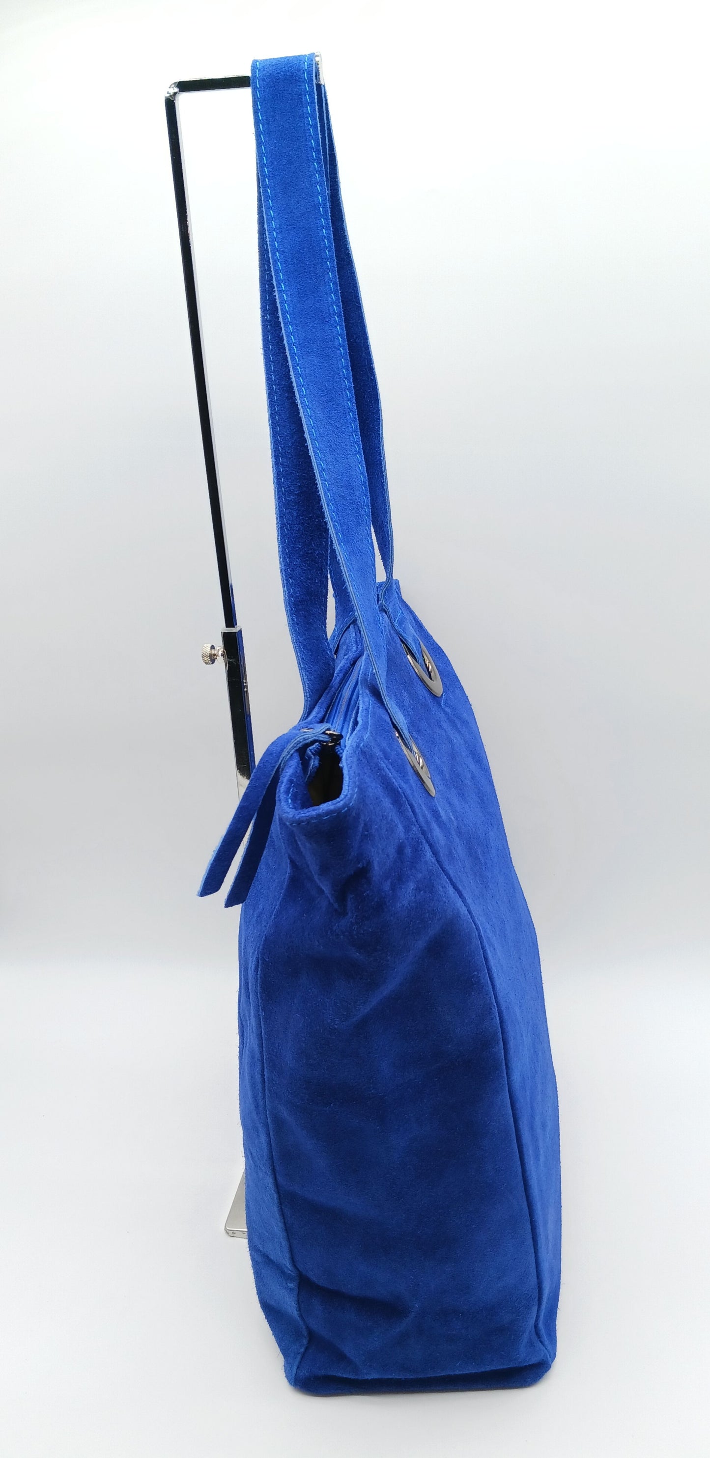 Genuine Suede XL Shoulder Bag Tote - Electric Blue – Made In Italy - DumasvilleBoutique