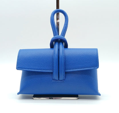 Genuine Pebble Leather Crossbody Handbag - Electric Blue – Made In Italy