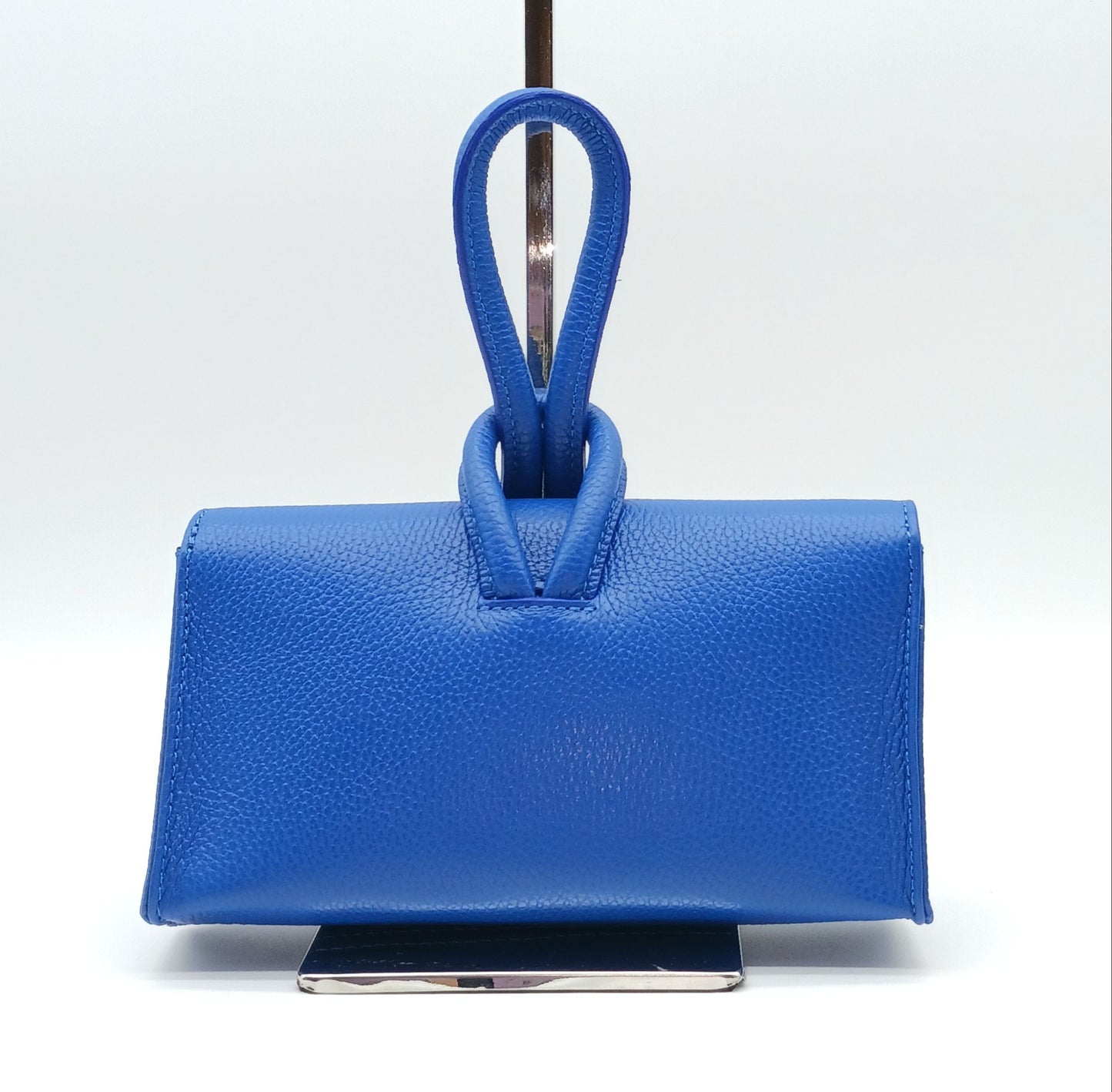 Genuine Pebble Leather Crossbody Handbag - Electric Blue – Made In Italy