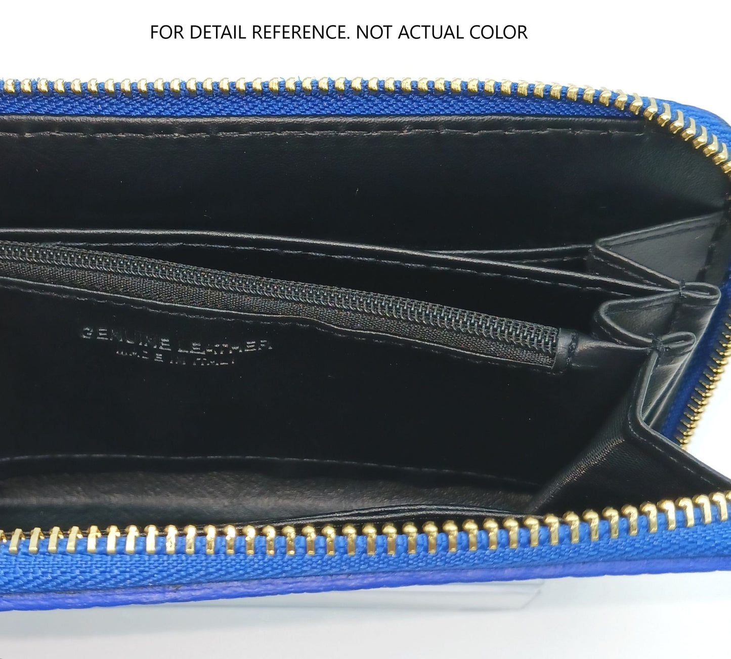 Genuine Pebble Leather Zip Wallet – Made In Italy - Dark Blue