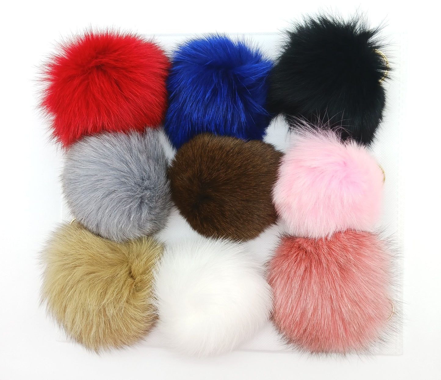 Genuine Fox Fur Round Pom Keychain Bag Charm