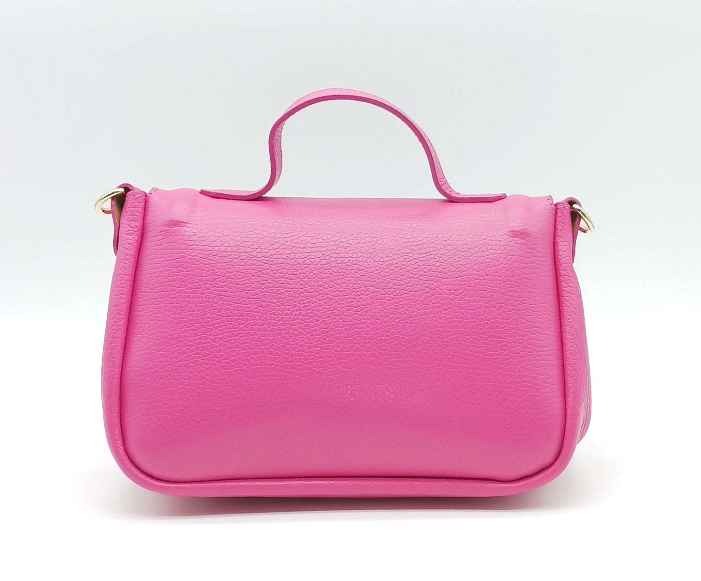 Fuchsia Genuine Pebble Leather Crossbody Handbag – Made In Italy