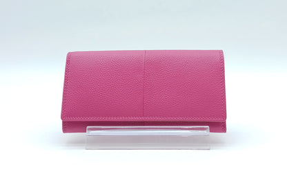 Italian Genuine Pebble Leather Wallet - Fuchsia