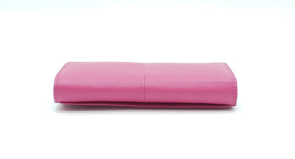 Italian Genuine Pebble Leather Wallet - Fuchsia