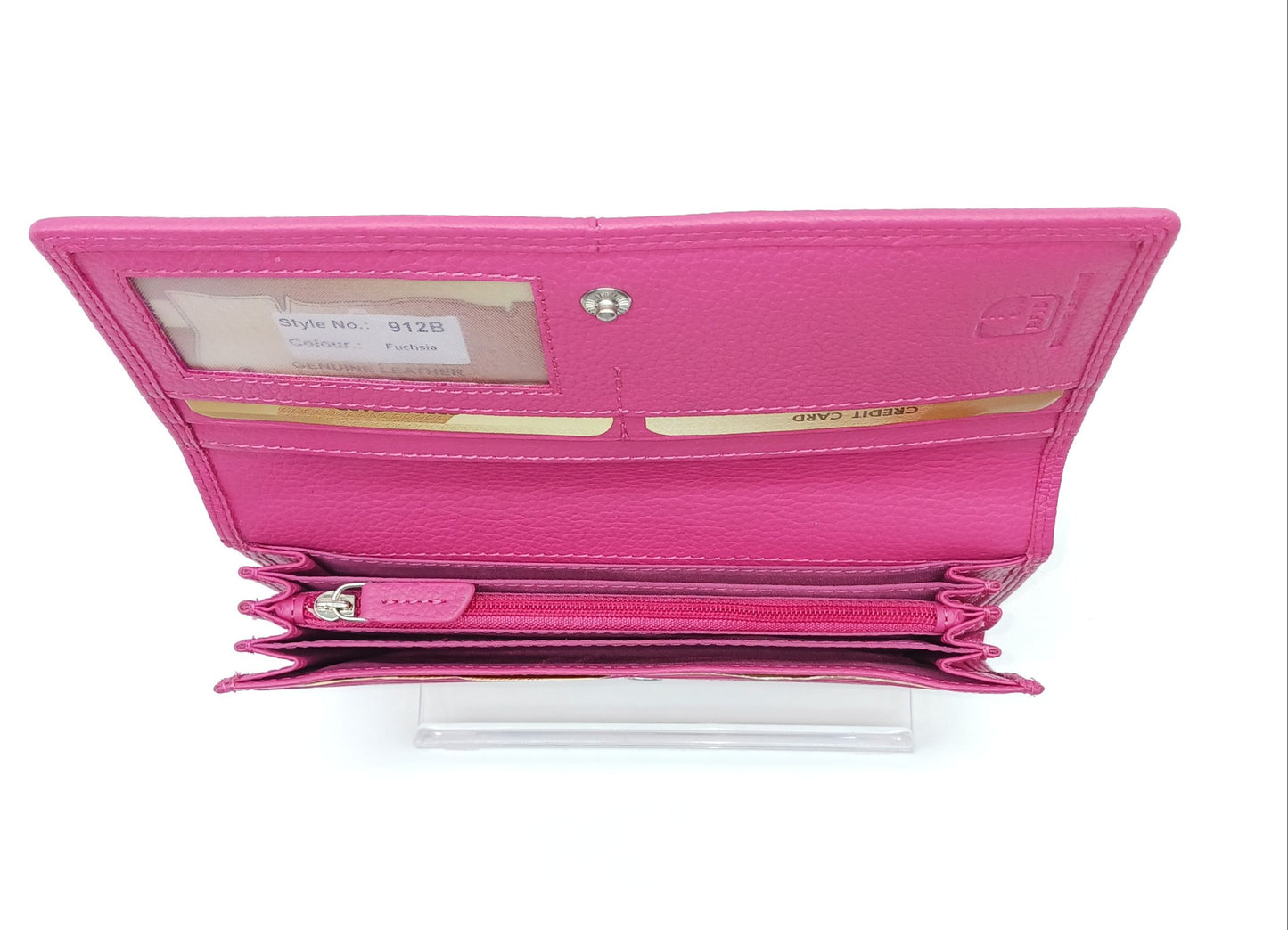 Italian Genuine Pebble Leather Wallet - Fuchsia