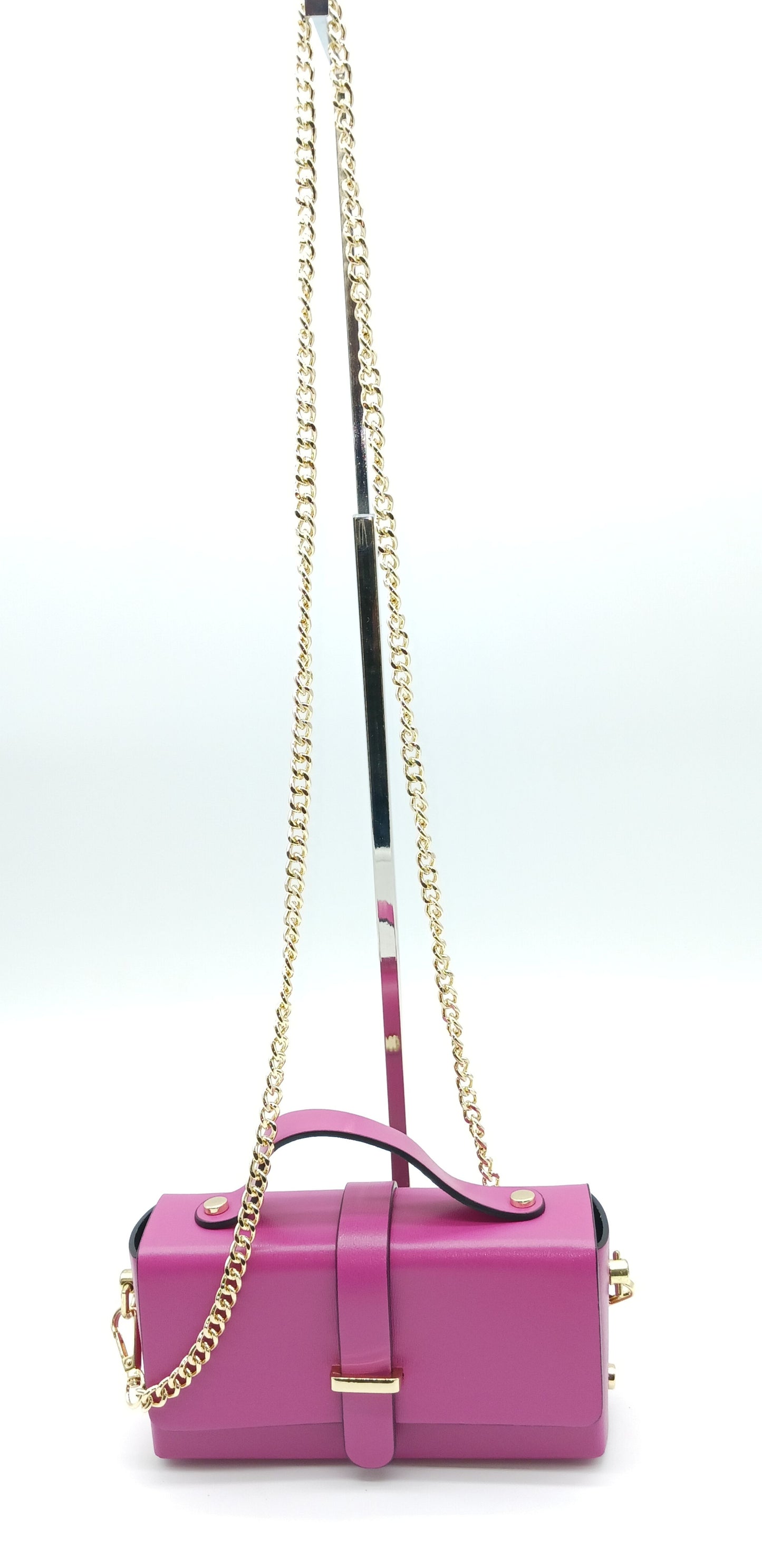 Fuchsia Genuine Leather Small Crossbody Handbag – Made In Italy