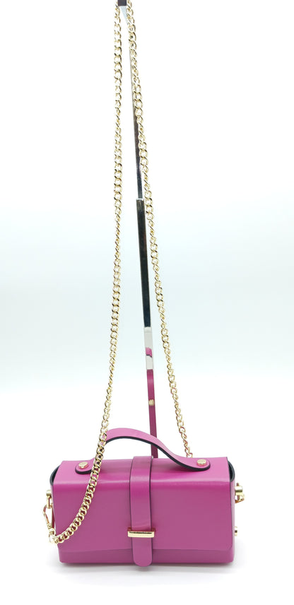 Fuchsia Genuine Leather Small Crossbody Handbag – Made In Italy