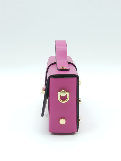 Fuchsia Genuine Leather Small Crossbody Handbag – Made In Italy